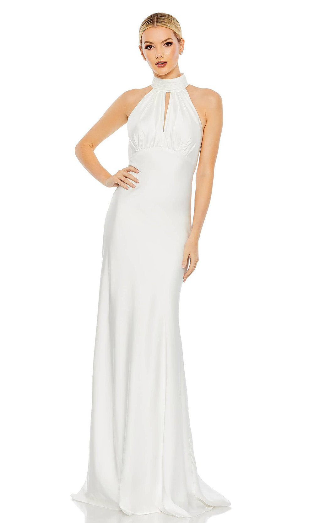 Ieena Duggal - 49520 High Halter Cutout Gown In White