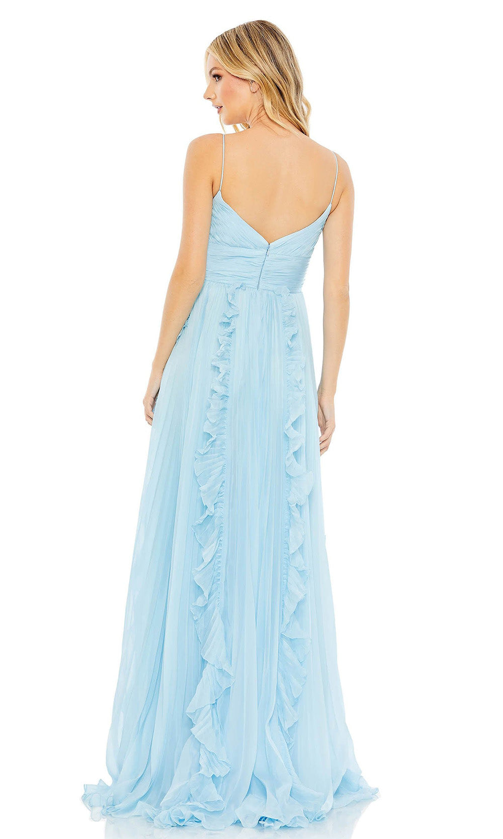 Ieena Duggal - 49533 Long Ruffled A-Line Gown In Blue
