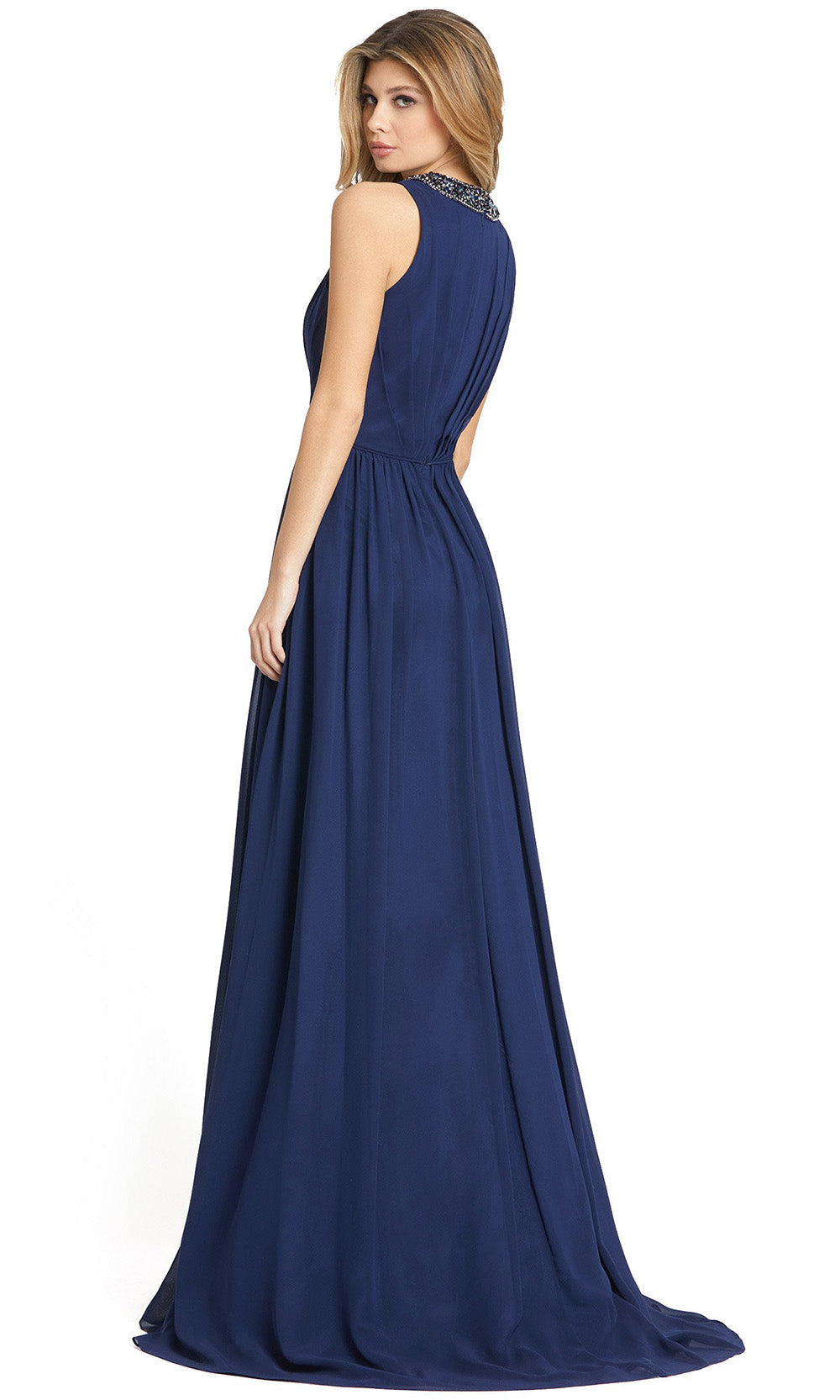 Ieena Duggal - 55147I Jeweled Neck A-Line Dress In Blue
