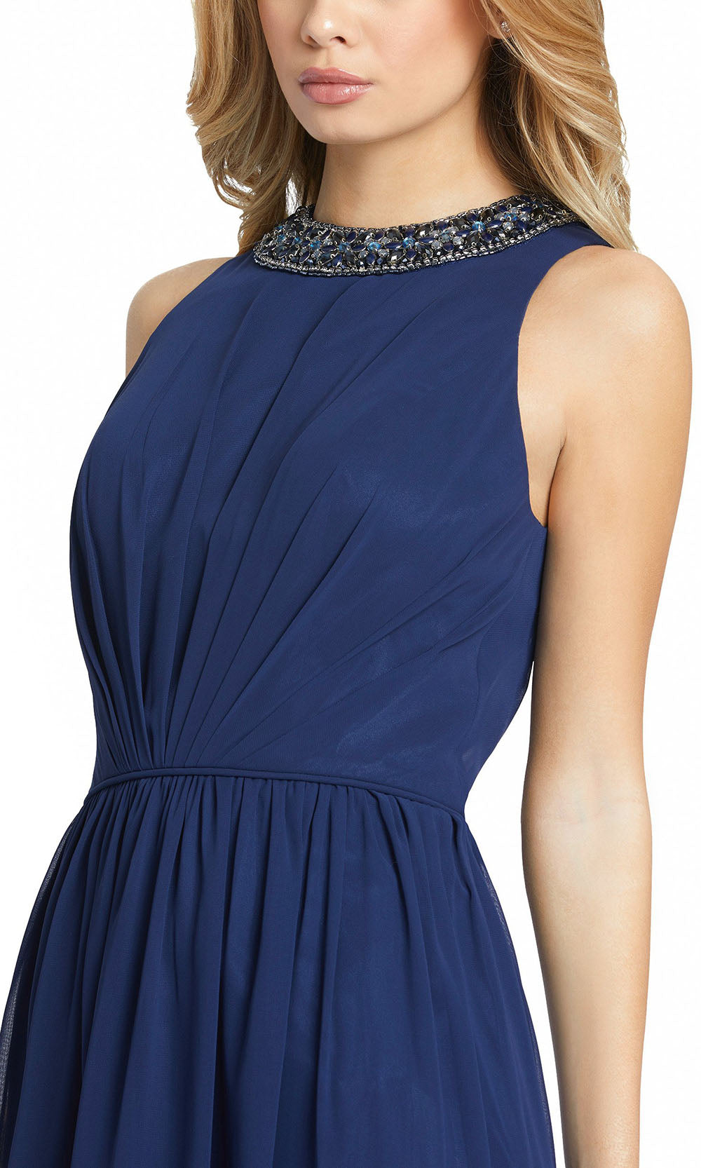 Ieena Duggal - 55147I Jeweled Neck A-Line Dress In Blue