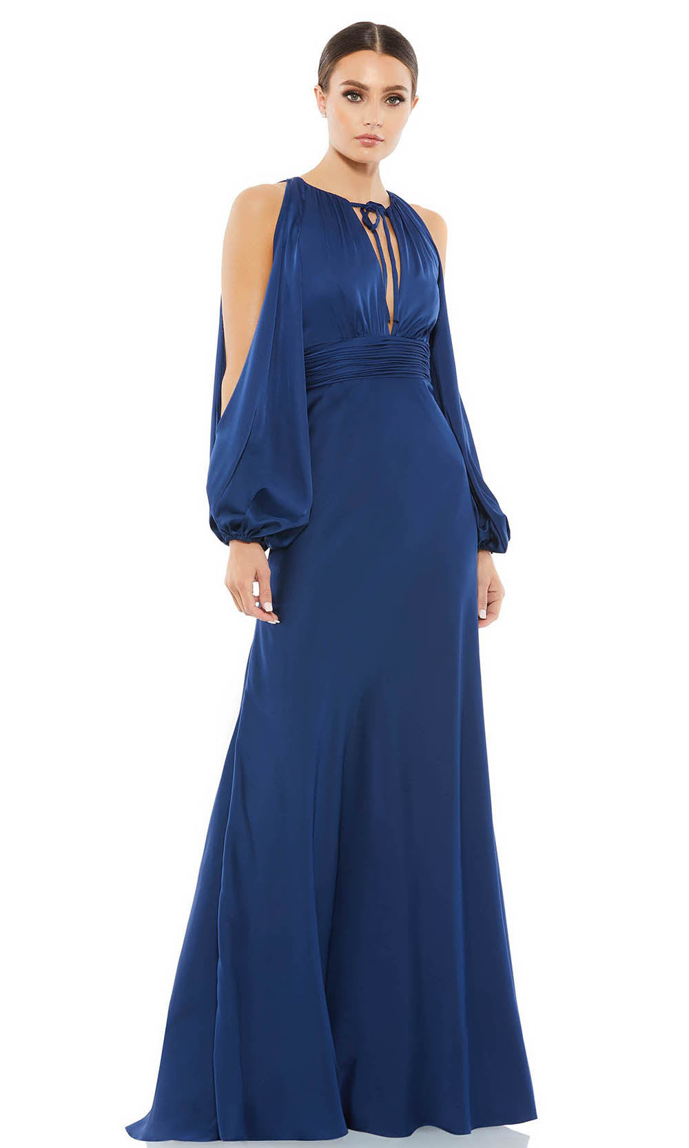 Ieena Duggal - 55397I Keyhole Bodice Trumpet Gown In Blue