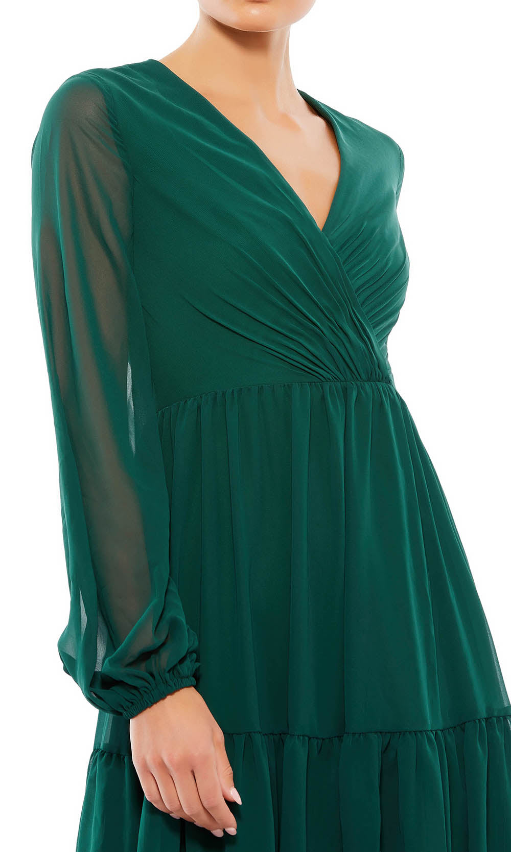 Ieena Duggal - 55637 Knee Length Chiffon Dress In Green