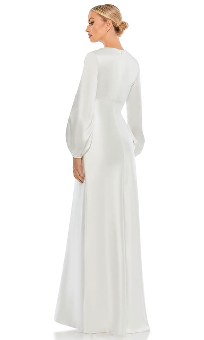 Ieena Duggal - 55693 Bishop Sleeve Trumpet Gown In White & Ivory
