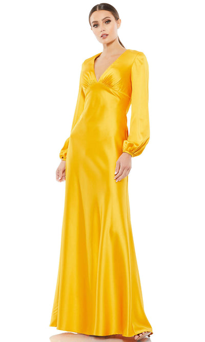 Ieena Duggal - 55693 Bishop Sleeve Trumpet Gown In Yellow