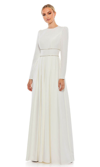 Ieena Duggal - 55705 Jewel Trimmed Waist Gown In White