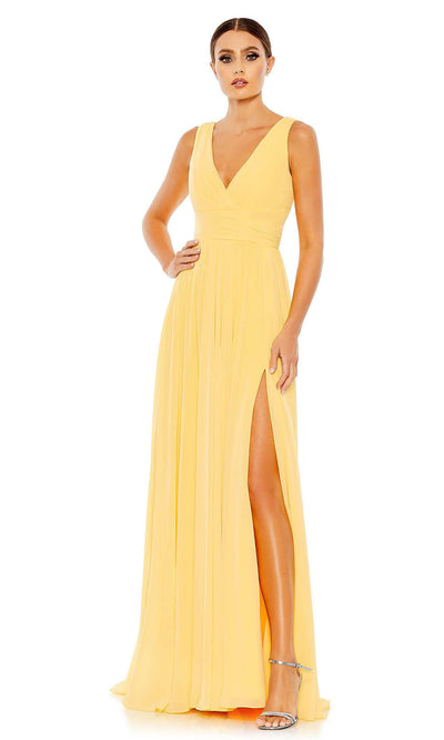 Ieena Duggal - 55793 High Slit A-Line Gown In Yellow