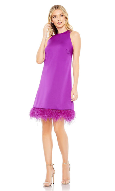 Ieena Duggal - 55805 Sleeveless Feather Ornate Dress In Purple