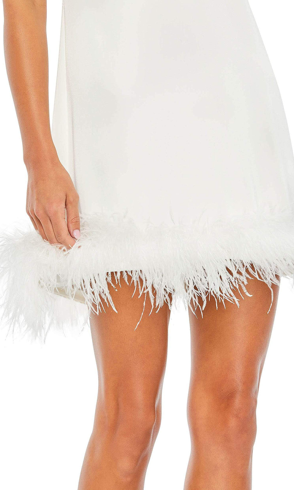 Ieena Duggal - 55805 Sleeveless Feather Ornate Dress In White