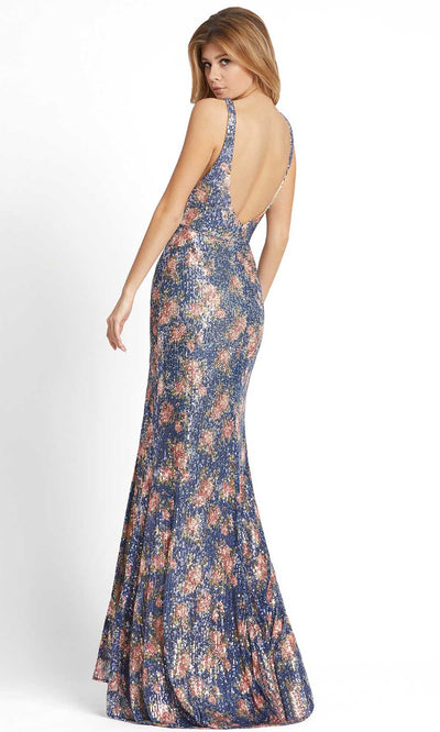Ieena Duggal - 67716I Open Back Sequin Embellished Dress In Blue