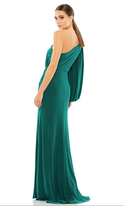 Ieena Duggal - 67879I Draped Bishop Sleeve Dress In Green