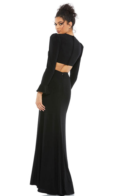Ieena Duggal - 67944I Long Sleeve Cutout Ornate Dress In Black
