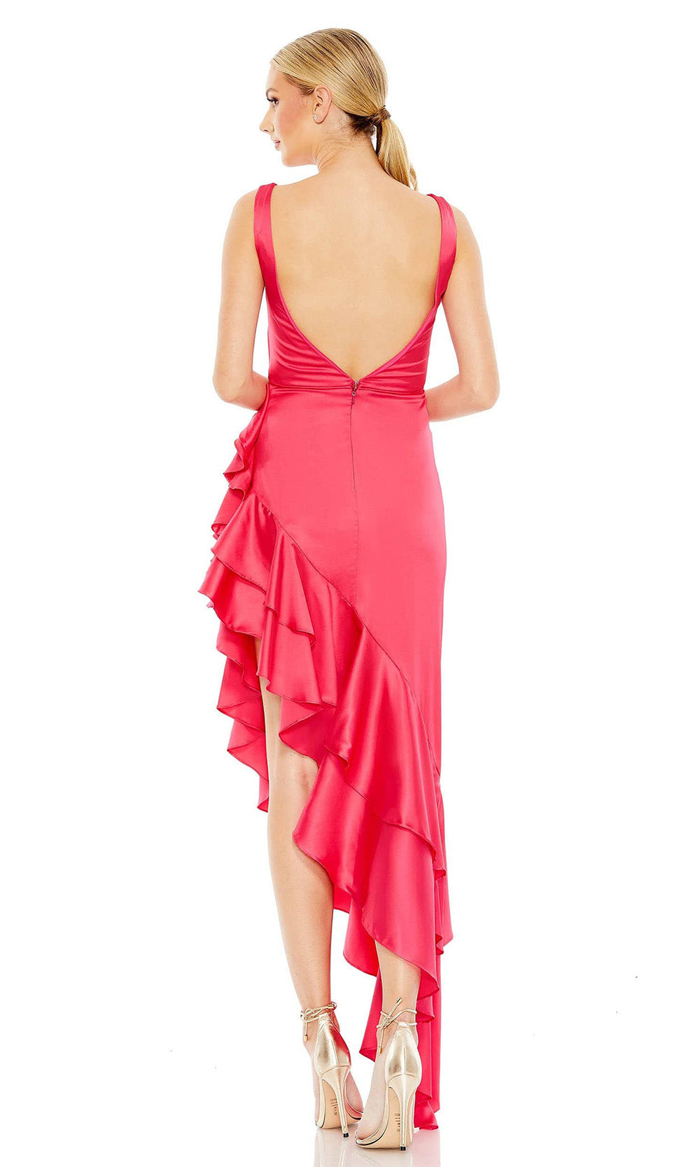 Ieena Duggal - 68168 Sleeveless Ruffled High Low Dress In Pink