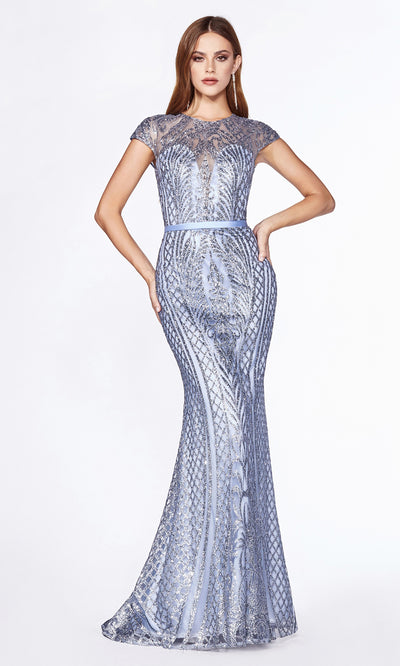 Cinderella Divine J768 long high neck sequin dress