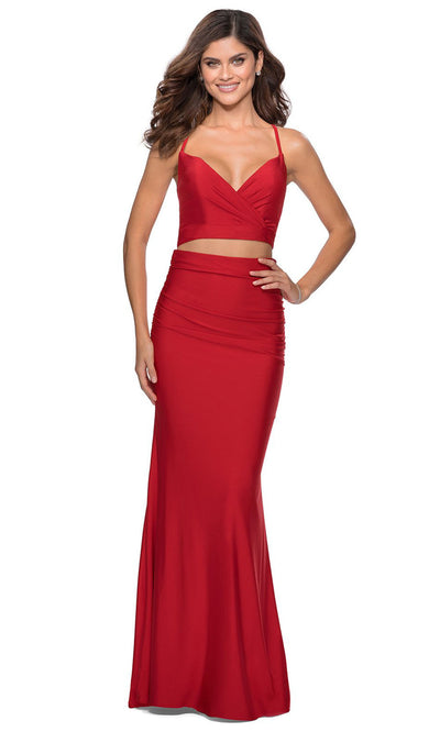 La Femme - 28473 Two-Piece Jersey Sheath Dress In Red