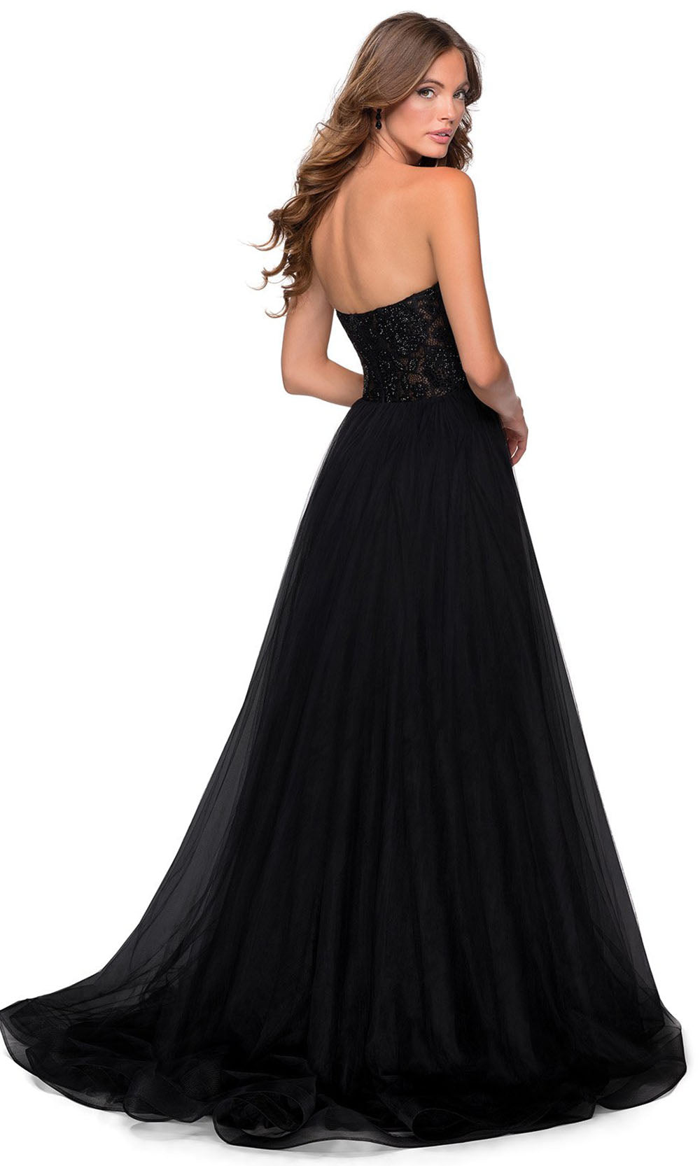 La Femme - 28487 Strapless Jeweled Tulle Dress In Black