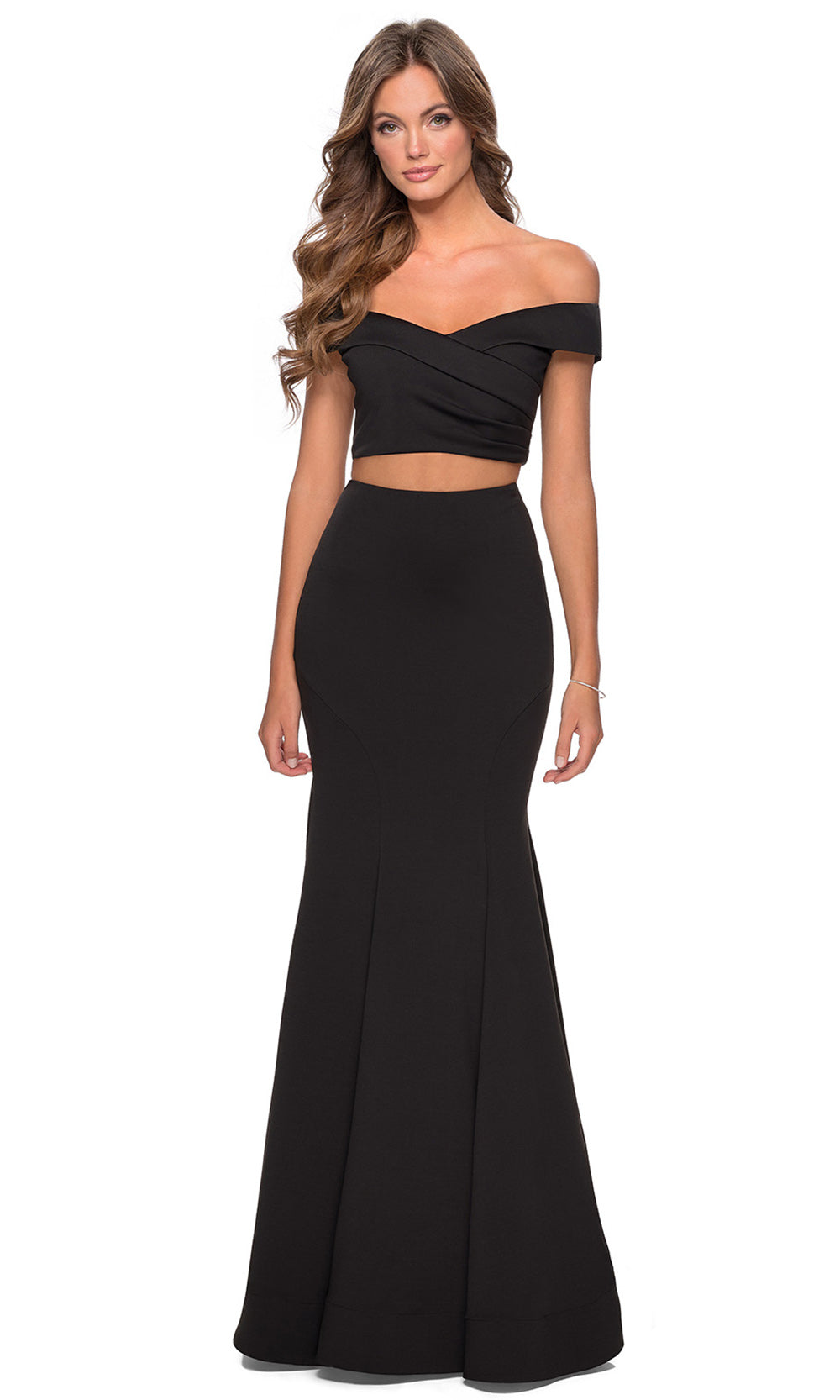 La Femme - 28521 Two-Piece Of Shoulder Sheath Dress In Black