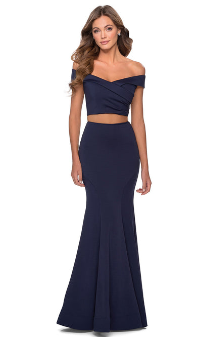 La Femme - 28521 Two-Piece Of Shoulder Sheath Dress In Blue