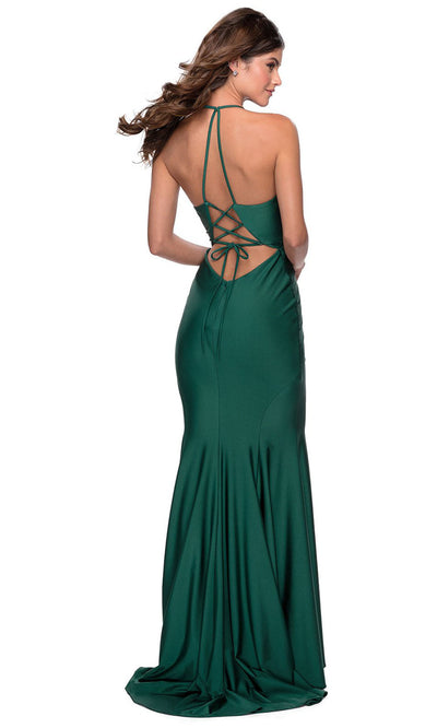 La Femme - 28552 Strappy Racerback Jersey Dress In Green