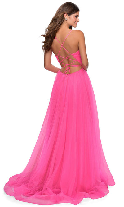 La Femme - 28561 Spaghetti Strap Tulle Dress In Pink