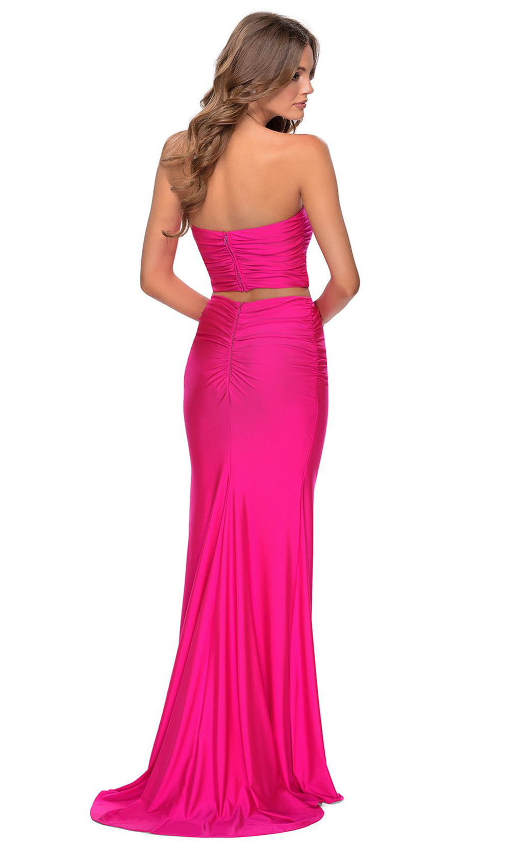 La Femme - 28972 Two-Piece Long Sheath Dress In Pink