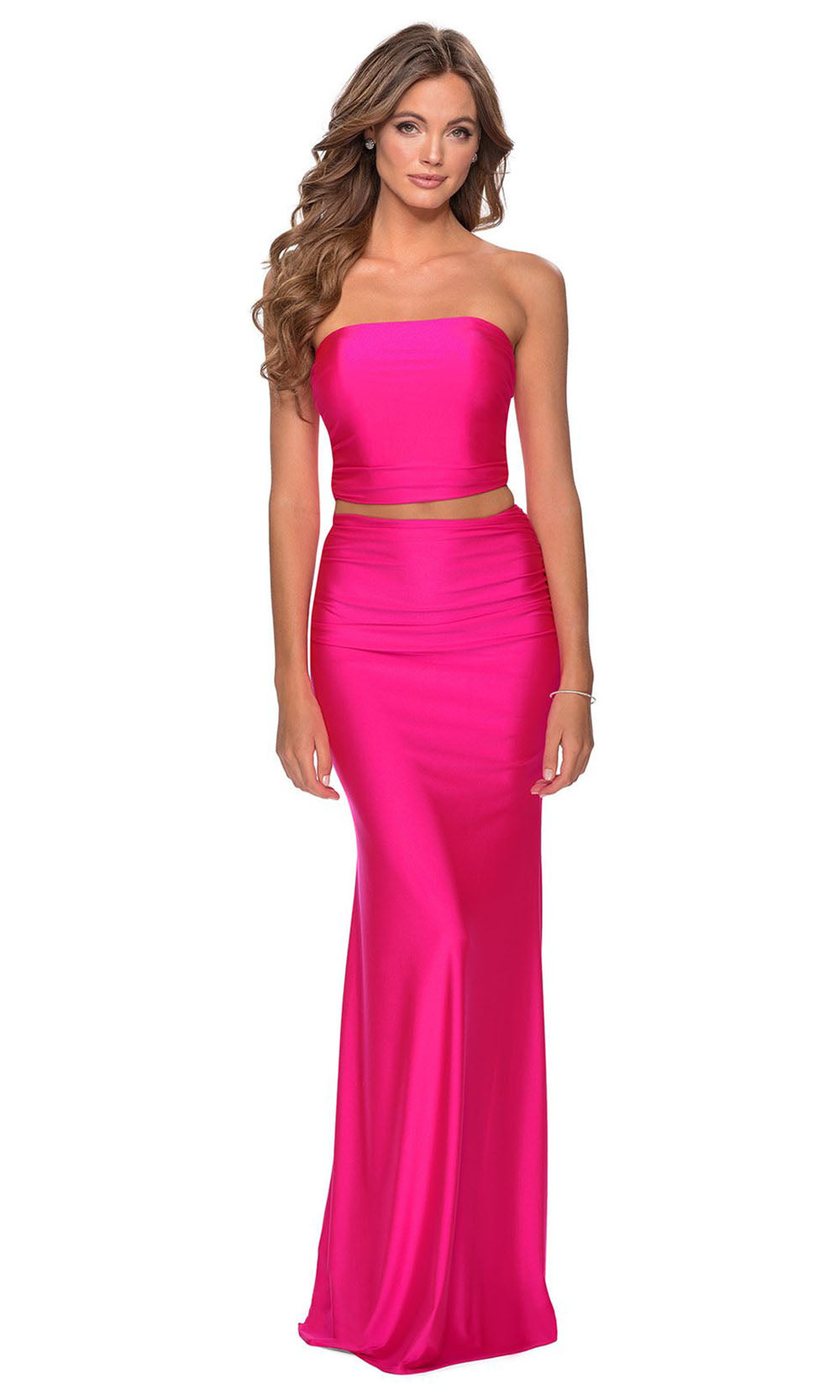 La Femme - 28972 Two-Piece Long Sheath Dress In Pink