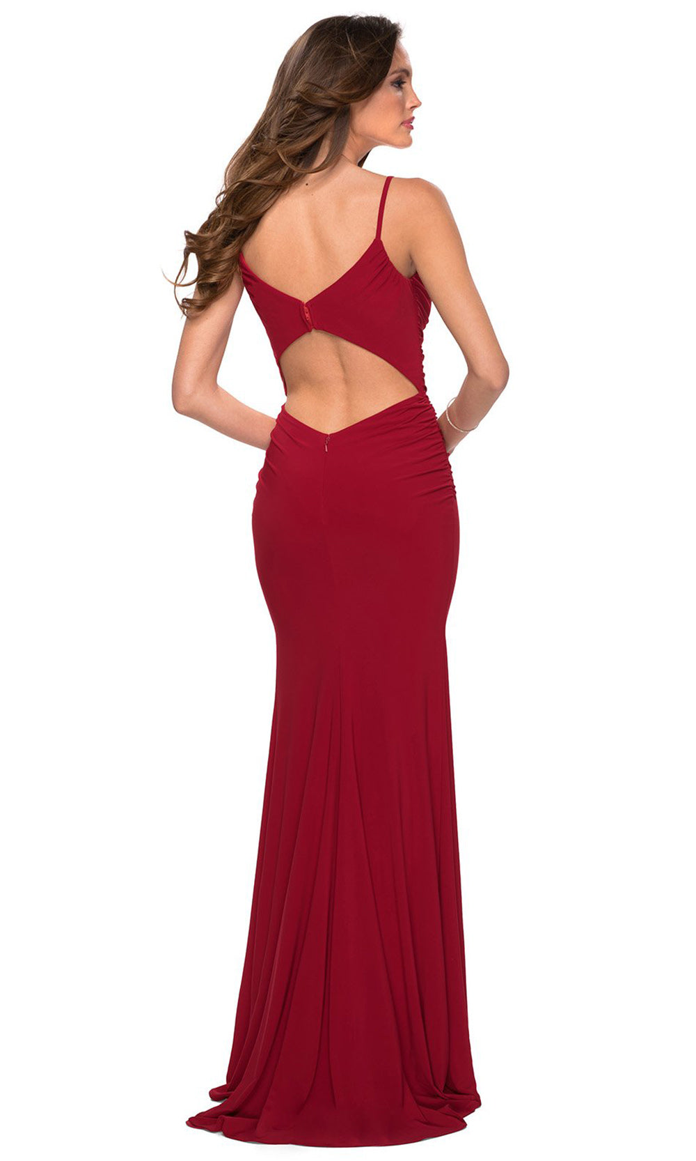 La Femme - 29358 Scoop Keyhole Back Sheath Dress In Red
