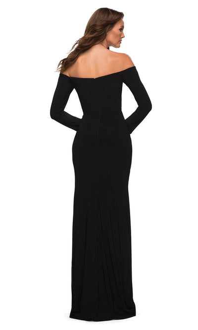 La Femme - 29377 Bodycon Off Shoulder Evening Gown In Black