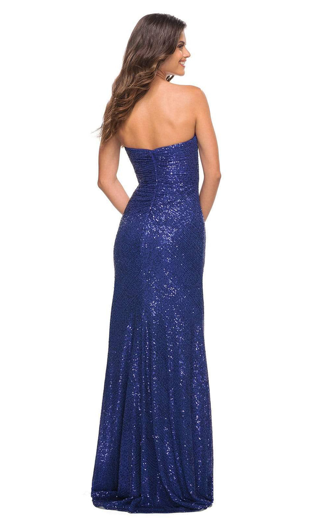 La Femme - 29675 Strapless Sequin Gown In Blue
