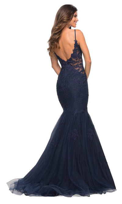 La Femme - 29680 Sleeveless Lace Mermaid Gown In Blue