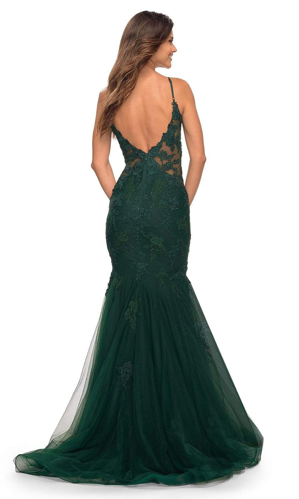 La Femme - 29680 Sleeveless Lace Mermaid Gown In Green