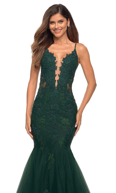 La Femme - 29680 Sleeveless Lace Mermaid Gown In Green