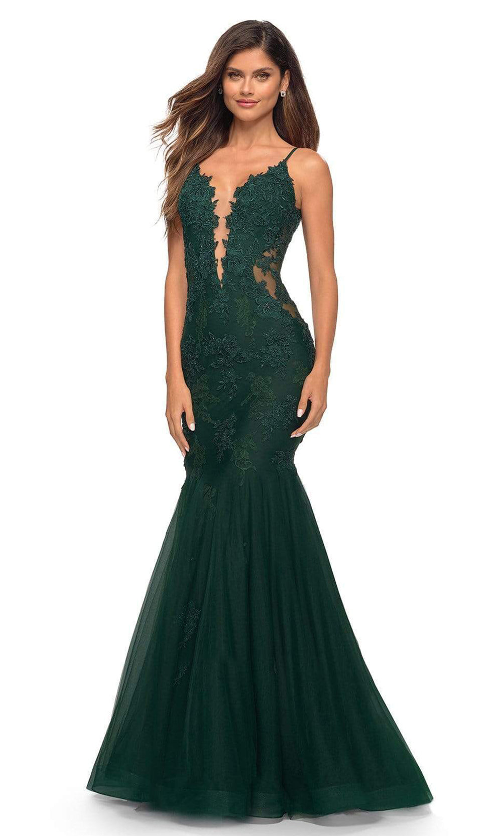 La Femme - 29680 Sleeveless Lace Mermaid Gown In Green