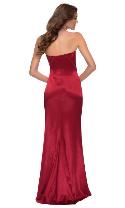 La Femme - 29807 Strapless High Slit Sheath Dress In Red