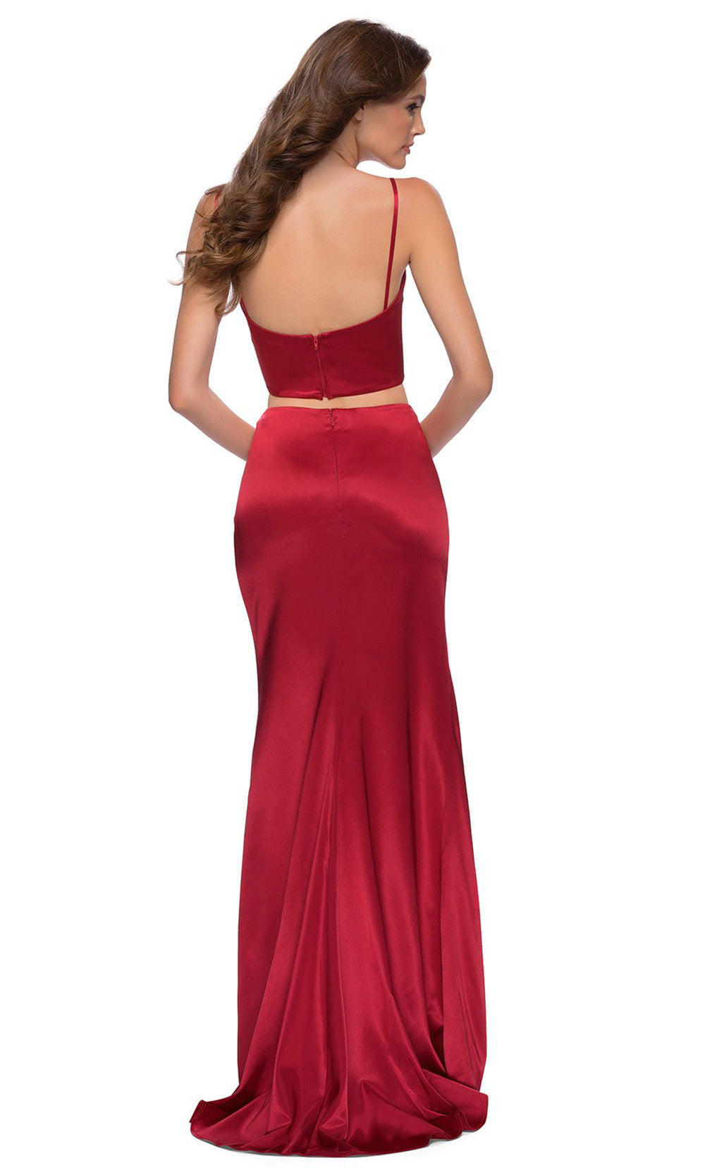 La Femme - 29941 Taffeta Two Piece Sheath Dress In Red