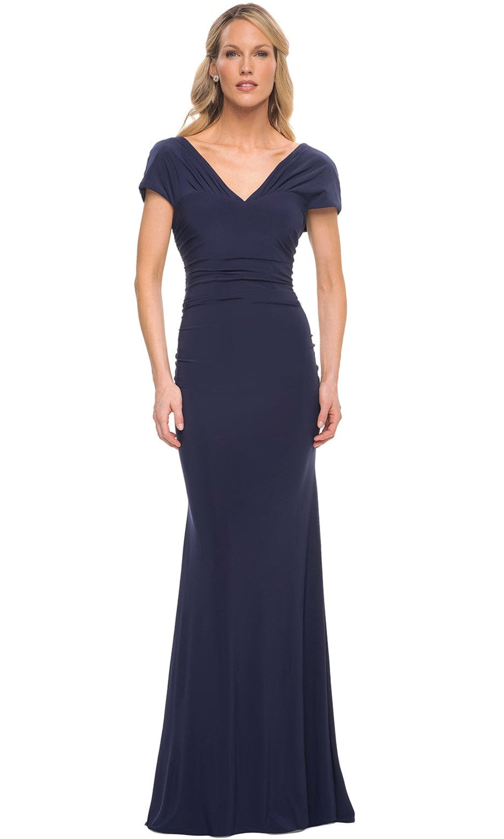 La Femme - 29998 Delicate Jersey Long Evening Dress In Blue