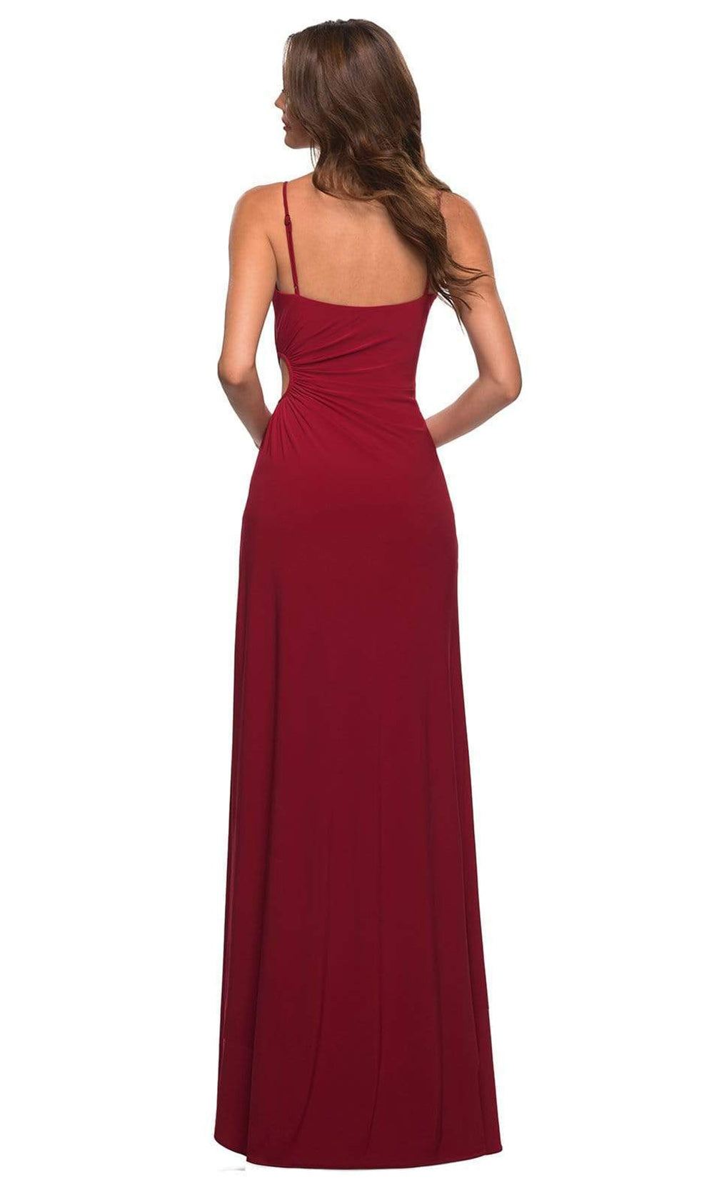 La Femme - 30439 Shirr-Cutout Ornate Gown In Red