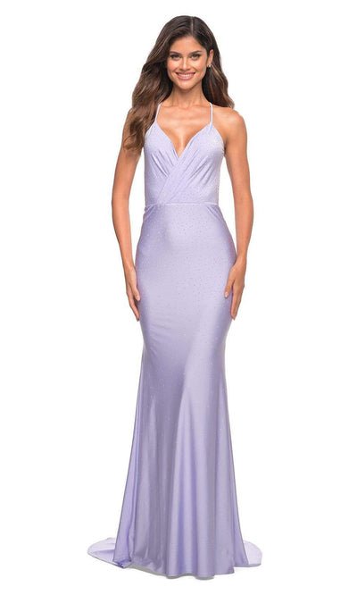 La Femme - 30463 Wrap Bodice Jersey Gown In Purple