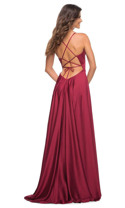 La Femme - 30512 Crisscross Ruched A-Line Gown In Red