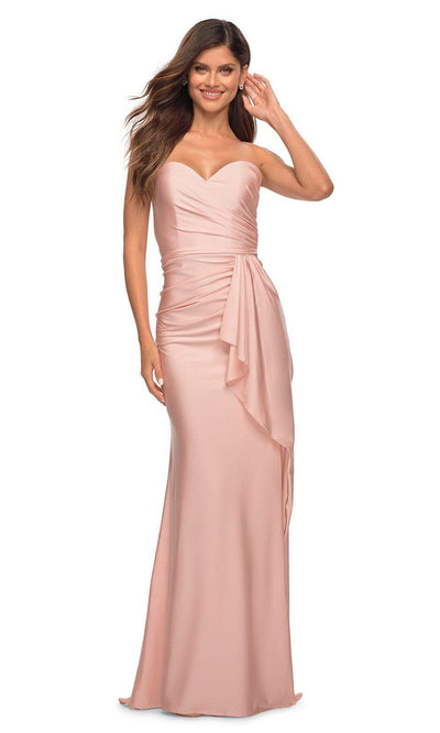 La Femme - 30515 Strapless Ruched Jersey Dress In Pink