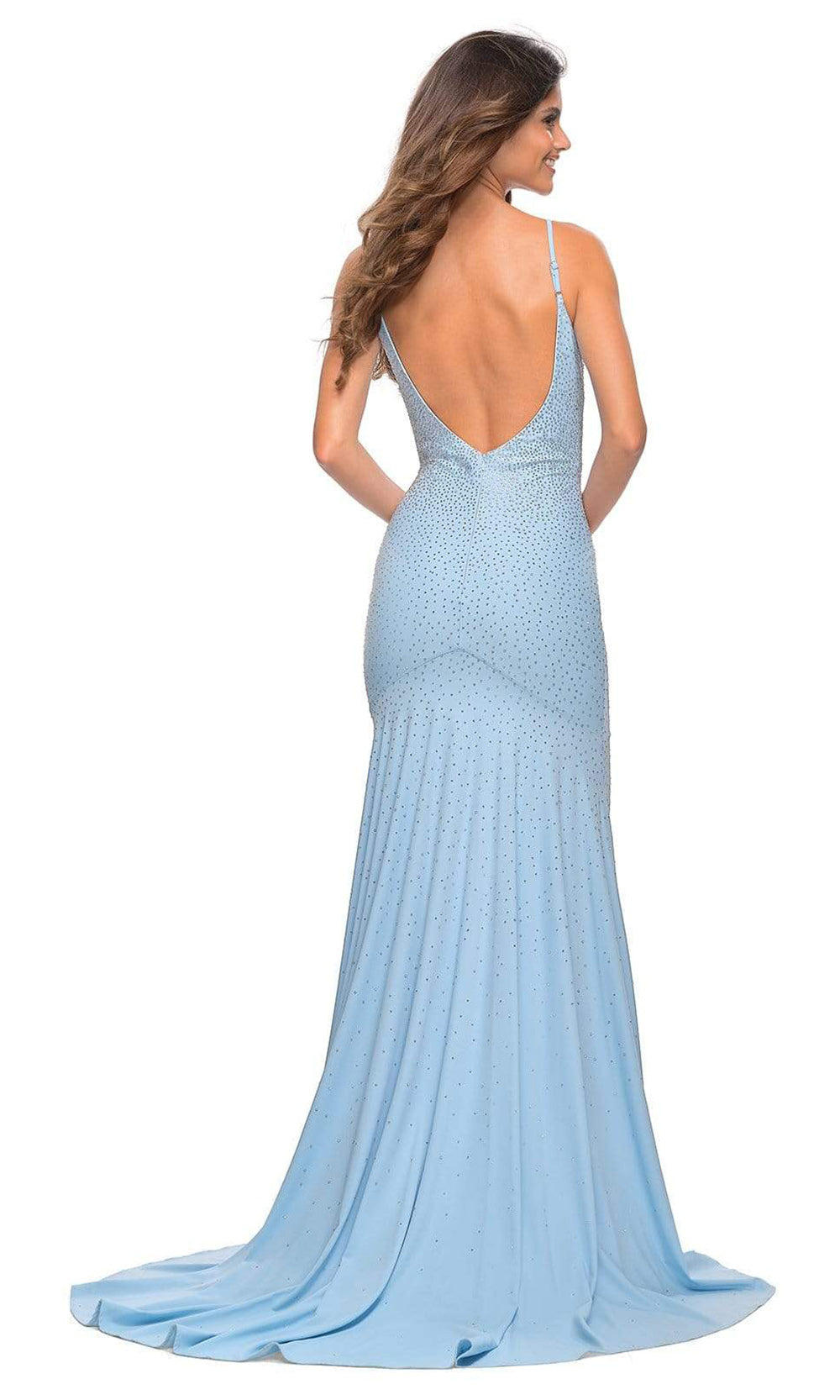 La Femme - 30563 Sleeveless Beaded Mermaid Gown In Blue