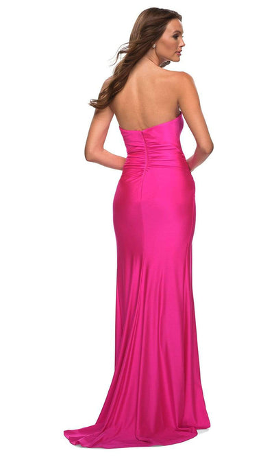 La Femme - 30600 Strapless Sheath Gown With Slit In Pink