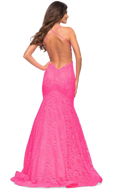 La Femme - 30605 Lace Square Evening Dress In Pink