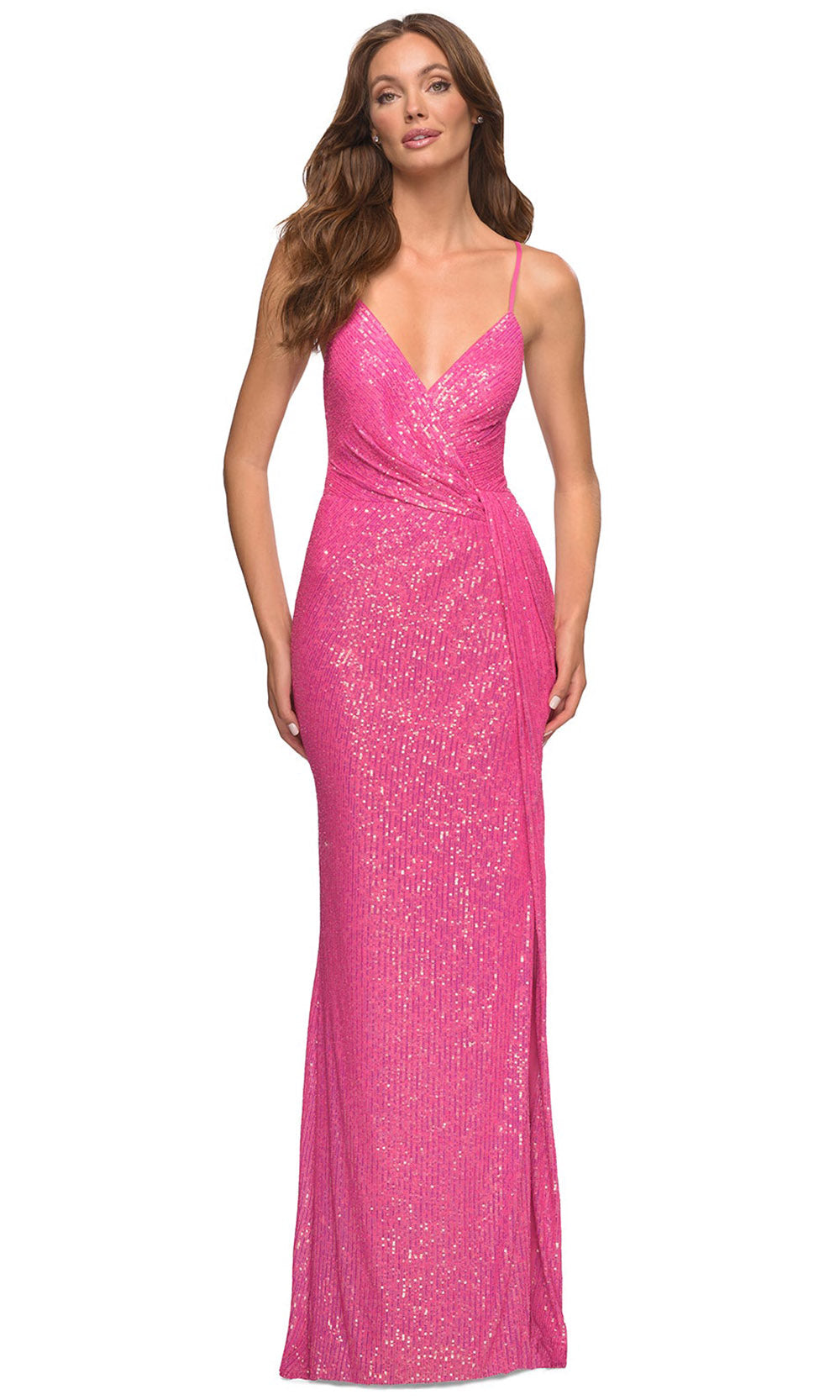 La Femme - 30624 Sheath Sequin Evening Dress In Pink