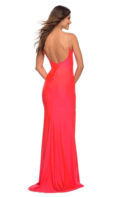 La Femme - 30665 Ravishing High Slit Scoop Gown In Orange