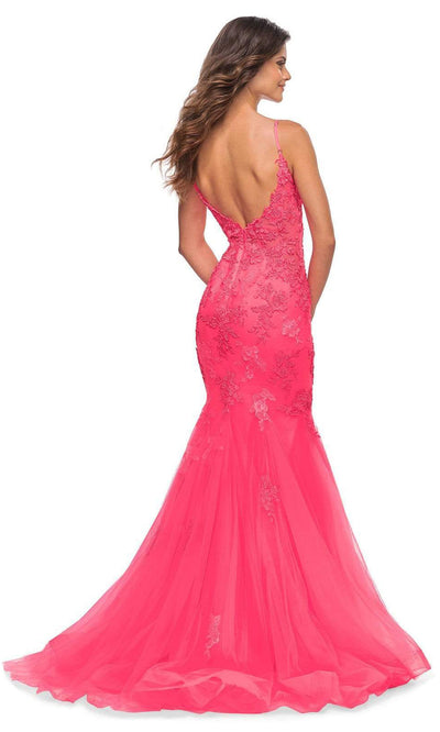 La Femme - 30674 Trumpet Floral Brocade Long Gown In Pink