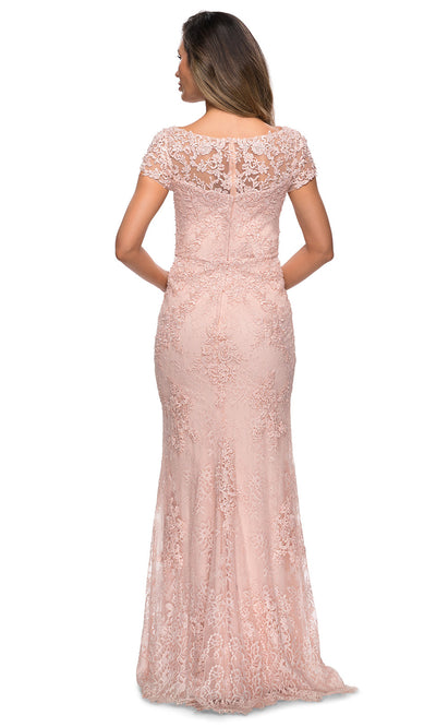 La Femme - 27856 Full Length Lace Fitted Dress In Pink