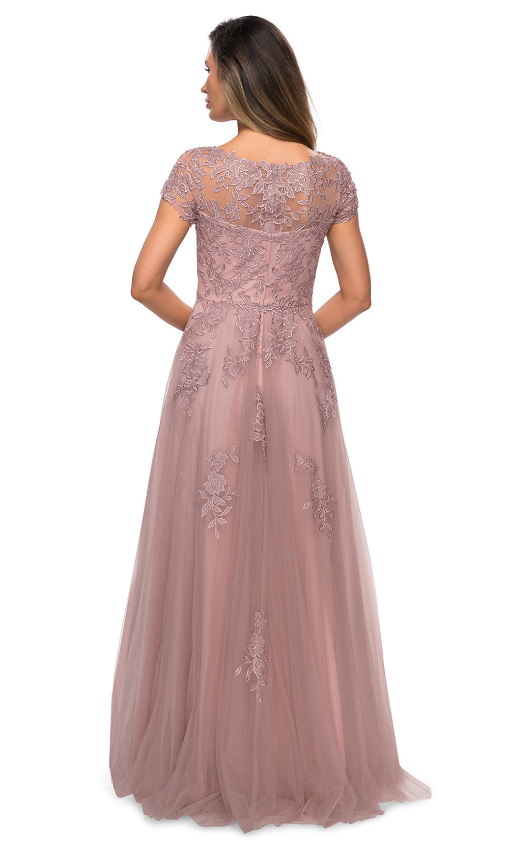 La Femme - 27920 Lace And Tulle A-Line Dress In Pink