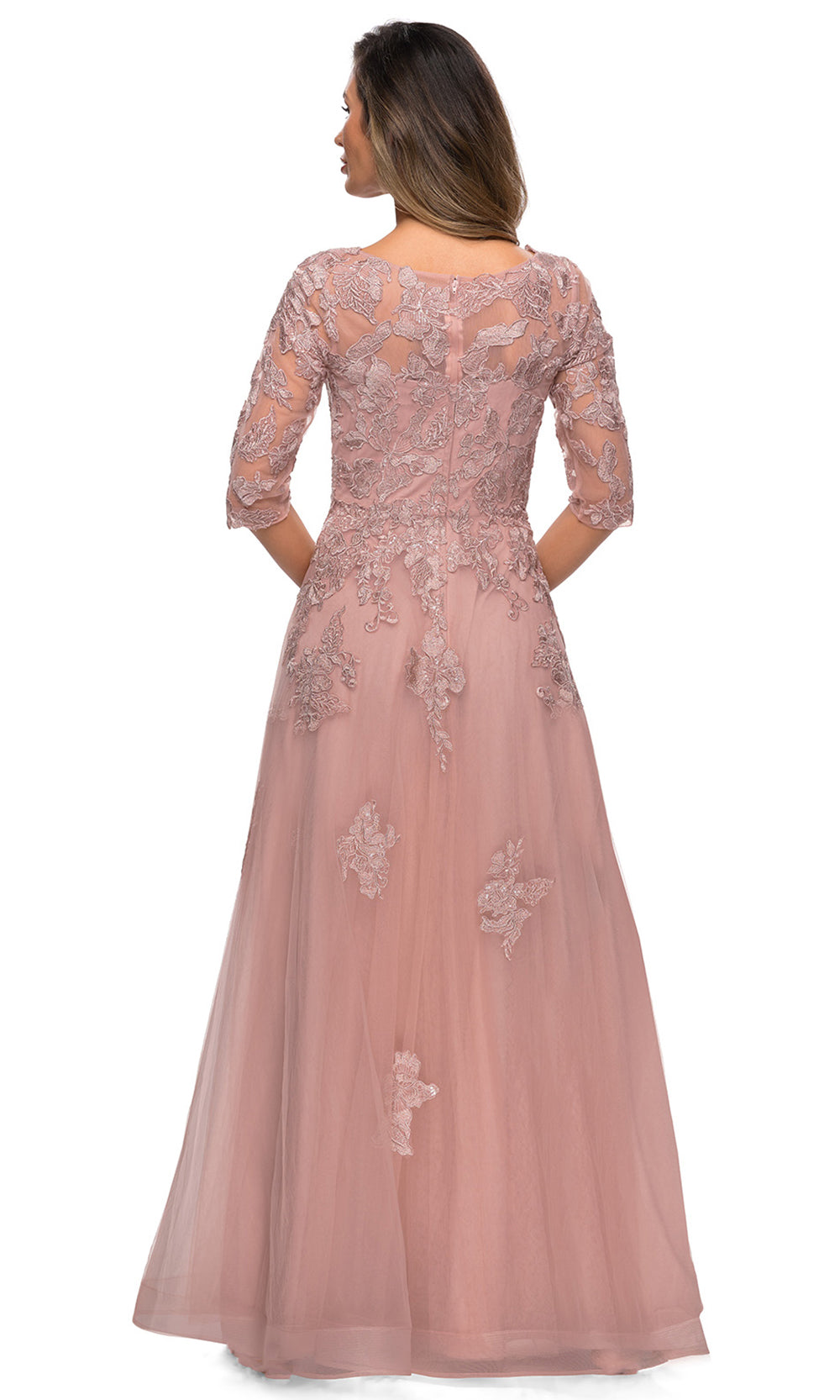 La Femme - 27922 Embellished Tulle A-Line Gown In Pink