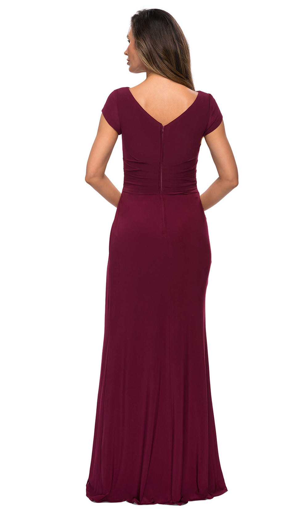 La Femme - 28026 Cap Sleeve Jersey Long Formal Dress In Red
