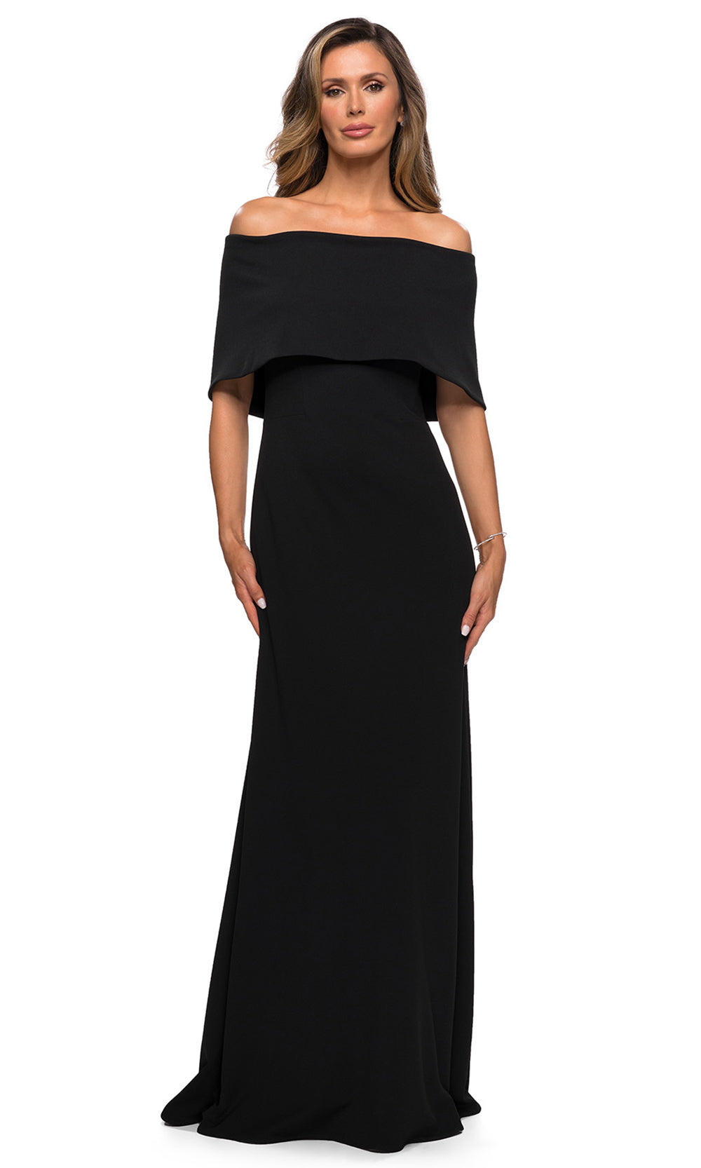 La Femme - 28209 Jersey Off Shoulder Gown In Black